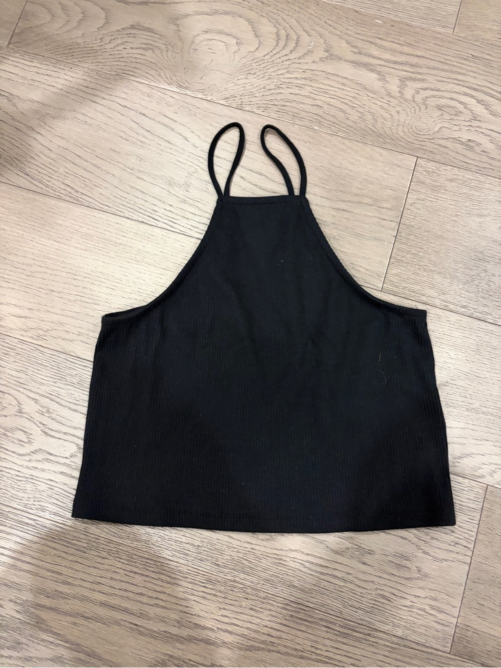 J. Crew Black Ribbed Halter Crop Tank